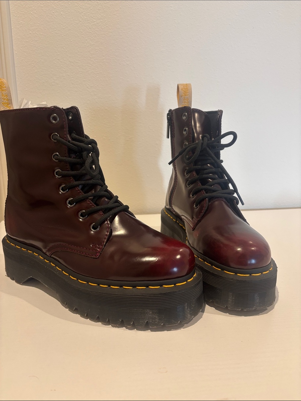 Dr. Martens Jadon III Platform Boots with Zipper in Burgundy